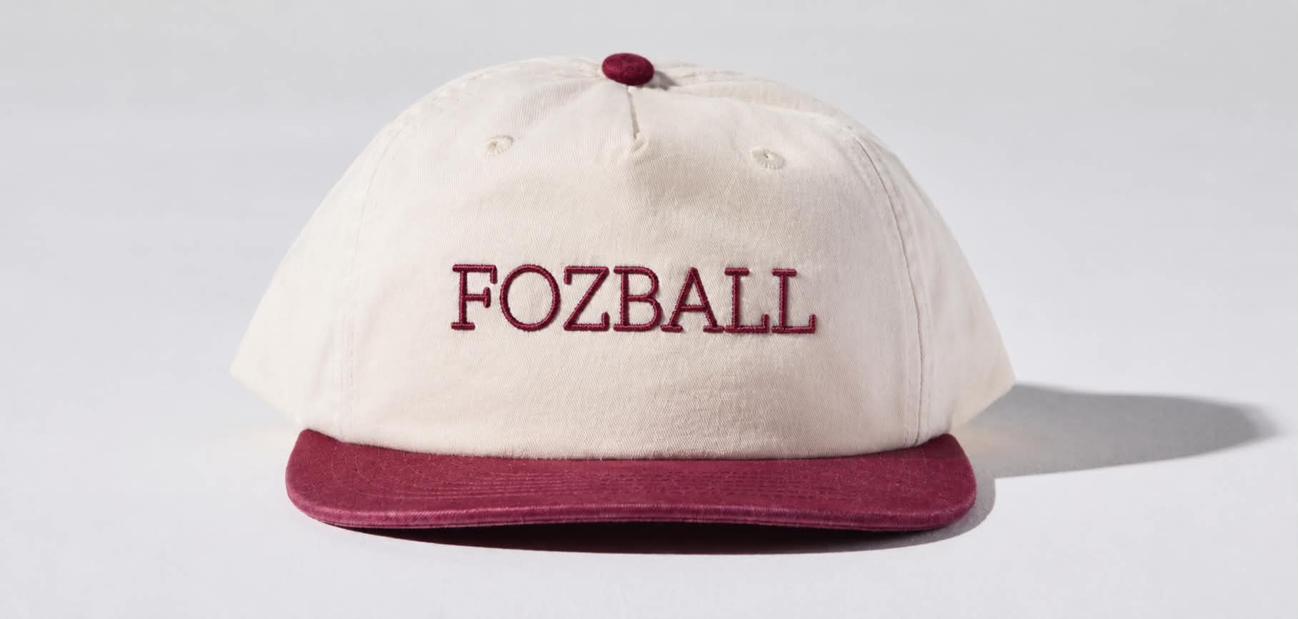 “White and maroon Fozball vintage sports snapback hat”