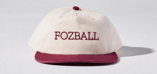 “White and maroon Fozball vintage sports snapback hat”
